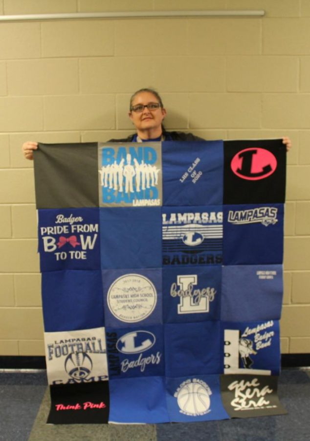 Science teacher Deja Bushong is making a T-shirt quilt to donate for a Project Graduation fundraiser.