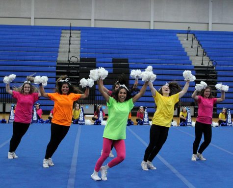 The cheerleaders perform at the only in-person pep rally Nov. 6.