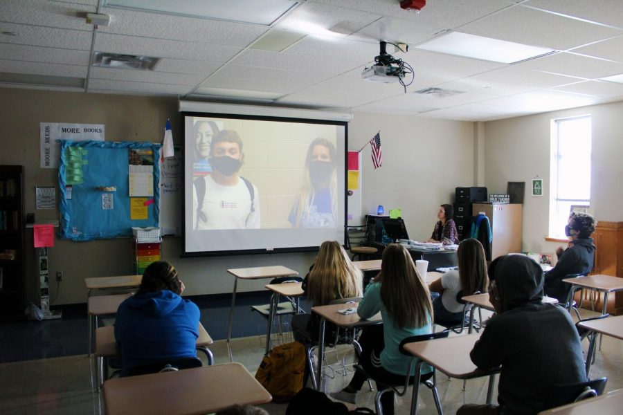 English II teacher Jen Moore watches the Veteran’s Day video with her academic period Nov. 4.