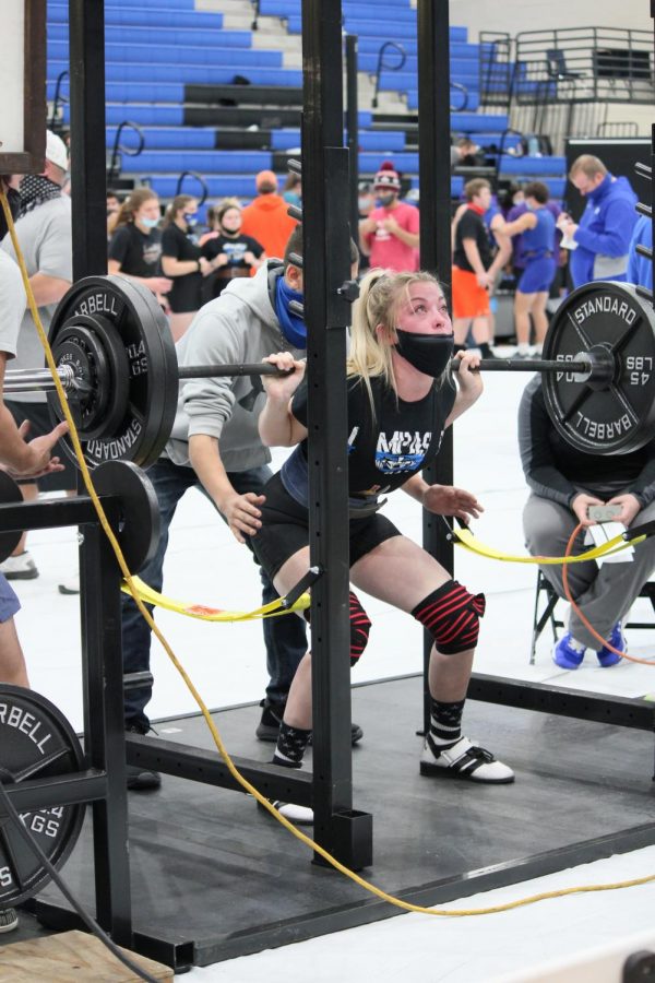 Senior Alyssa Ayers competes in the LHS powerlifting meet Jan. 14. 