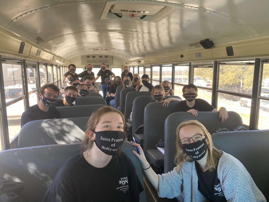 Lampasas Theatre Company students ride the bus to a One Act Play clinic in Marble Falls Feb. 23.