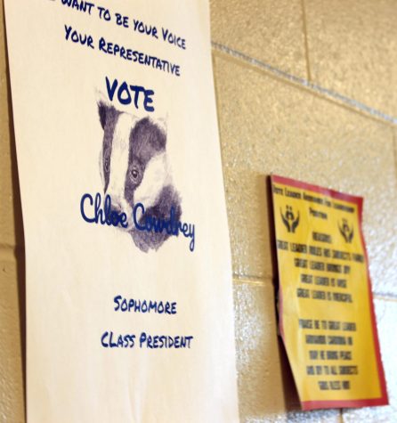 Campaign posters hung in the halls in the days leading up to the election. 