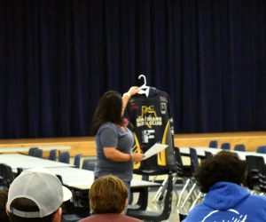 Badger Angler Club President Leslie Grier hosts the fishing team interest meeting Dec. 6.