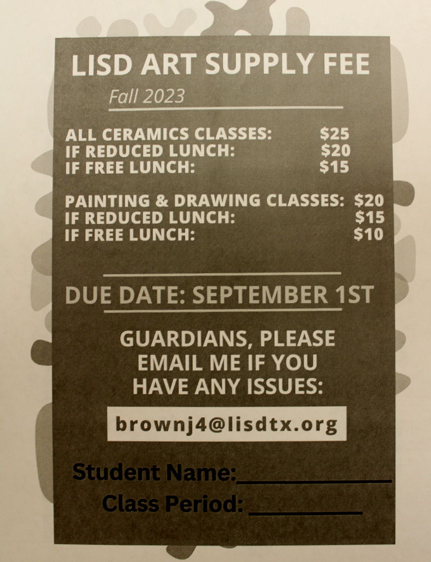 Due to a low budget and an increase in students, advanced art class students had to pay a fee for the class for the first time.