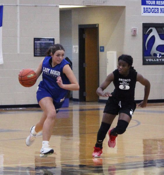 Varsity Lady Badgers play against Lake Belton at the home scrimmage.