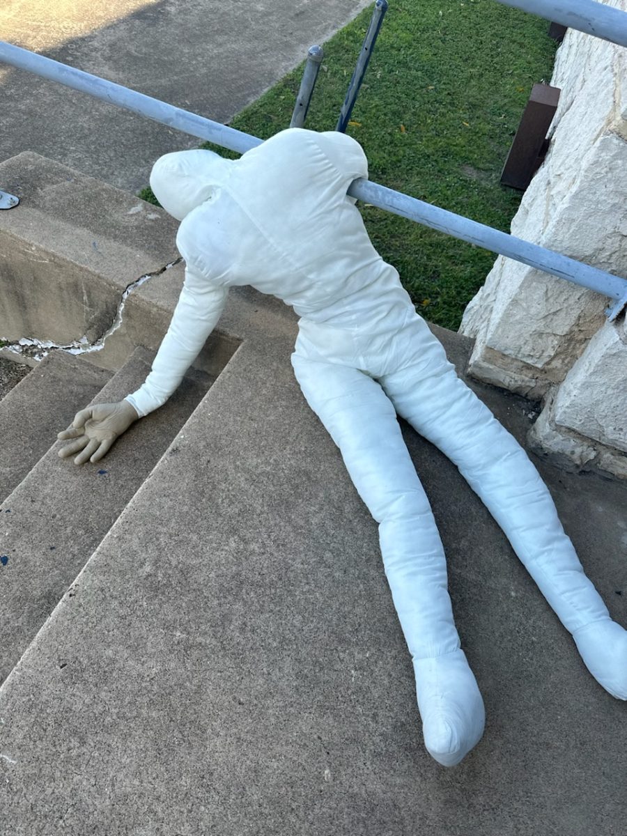 The Middle schools One-Act Play company uses a dead body prop for their play 39 Steps.
Courtesy of Greta Peterson