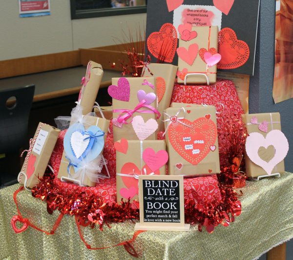 This display is where students can choose the book for their blind date. Over 40 students have participated this year, some even going on multiple dates. 