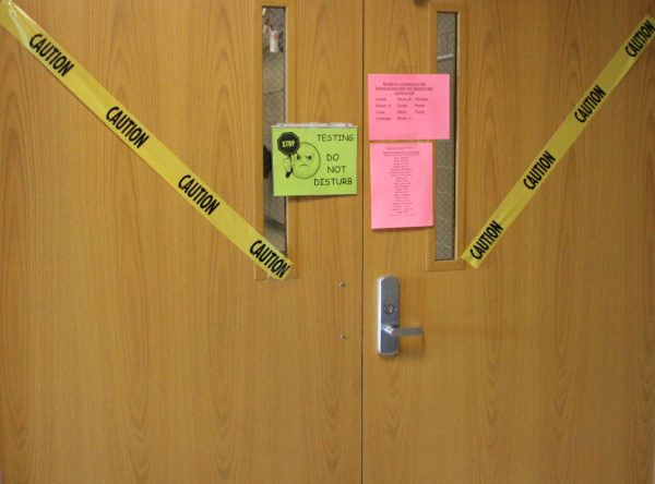 Most of the upstairs hallways were blocked yesterday while English I students took the STAAR EOC field test. 