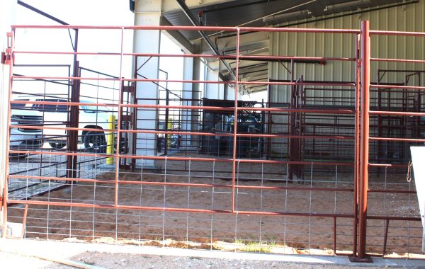 The animal pens installed along the animal science building for temporarily holding livestock
