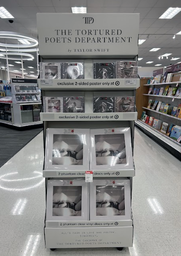 The Tortured Poets Department vinyls on display at Target April 27. 