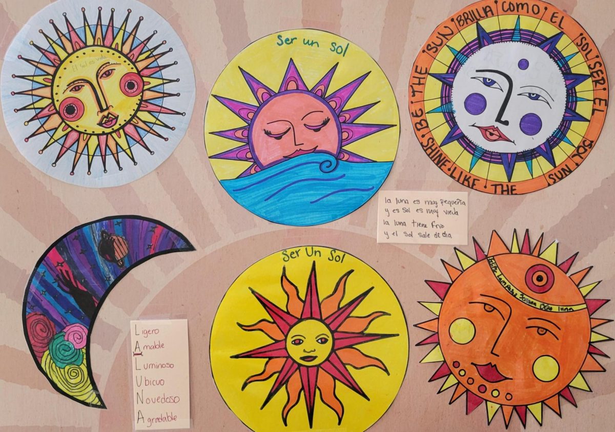 Spanish+students+colored+this+artwork+to+decorate+the+river+walk+in+town+during+the+eclipse.+It+also+helps+teach+students+Spanish+for+different+astronomical+words.