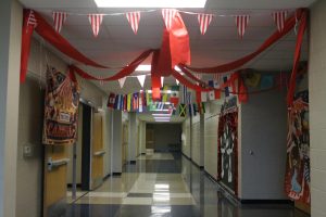 Spanish teachers decorated the hallway like a carnival to fit the Greatest Homecoming theme.