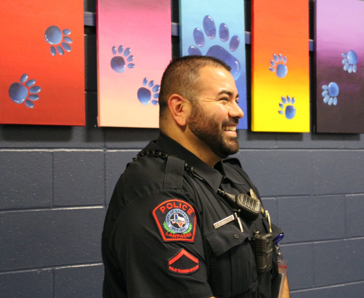 Officer Rodriguez patrols during lunch Aug. 30.