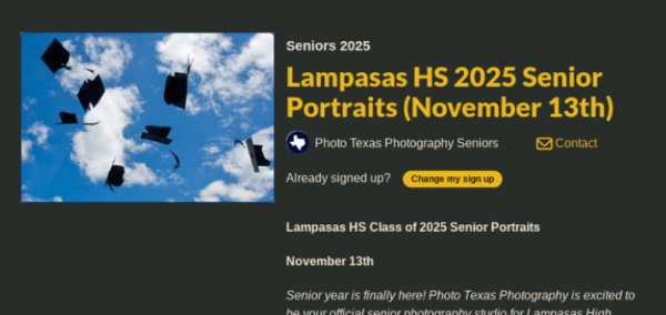 Senior portrait information and sign up available on Canvas.