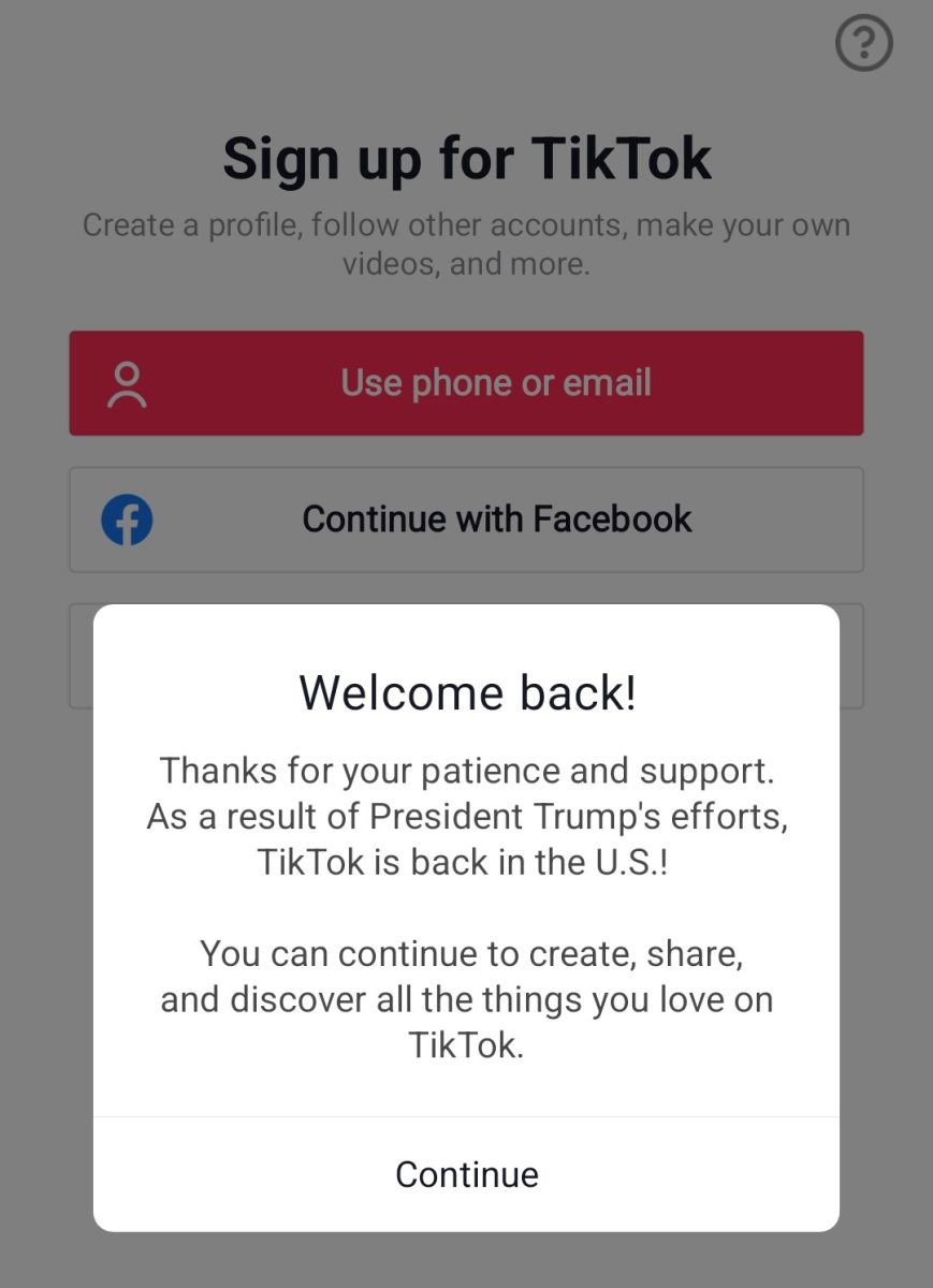 A screenshot of the message TikTok & TikTok Lite presented U.S. users returning to the app.