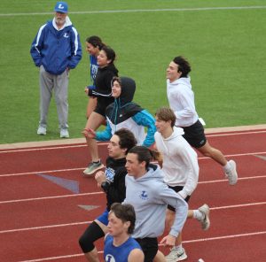 Athletes train after school Feb. 11 to prepare for their first track meet.