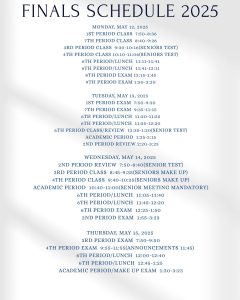 Final exams to take course over four days. 
Infographic by Janalice Wamsley 