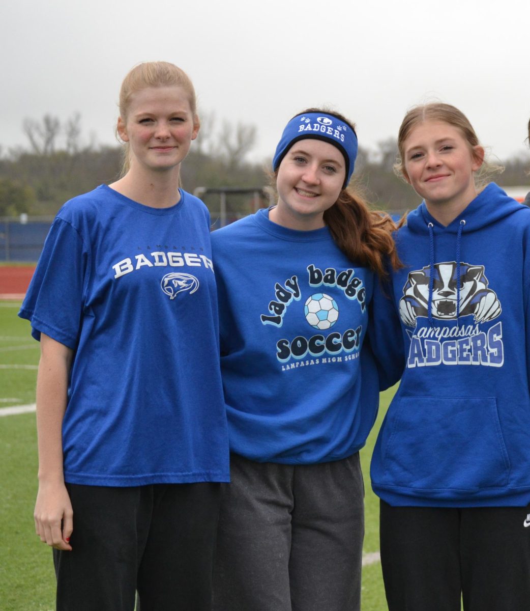Girl soccer players Seniors Kenzie Kepler, Kelbie Black, and Junior Brylie Centunzi. 