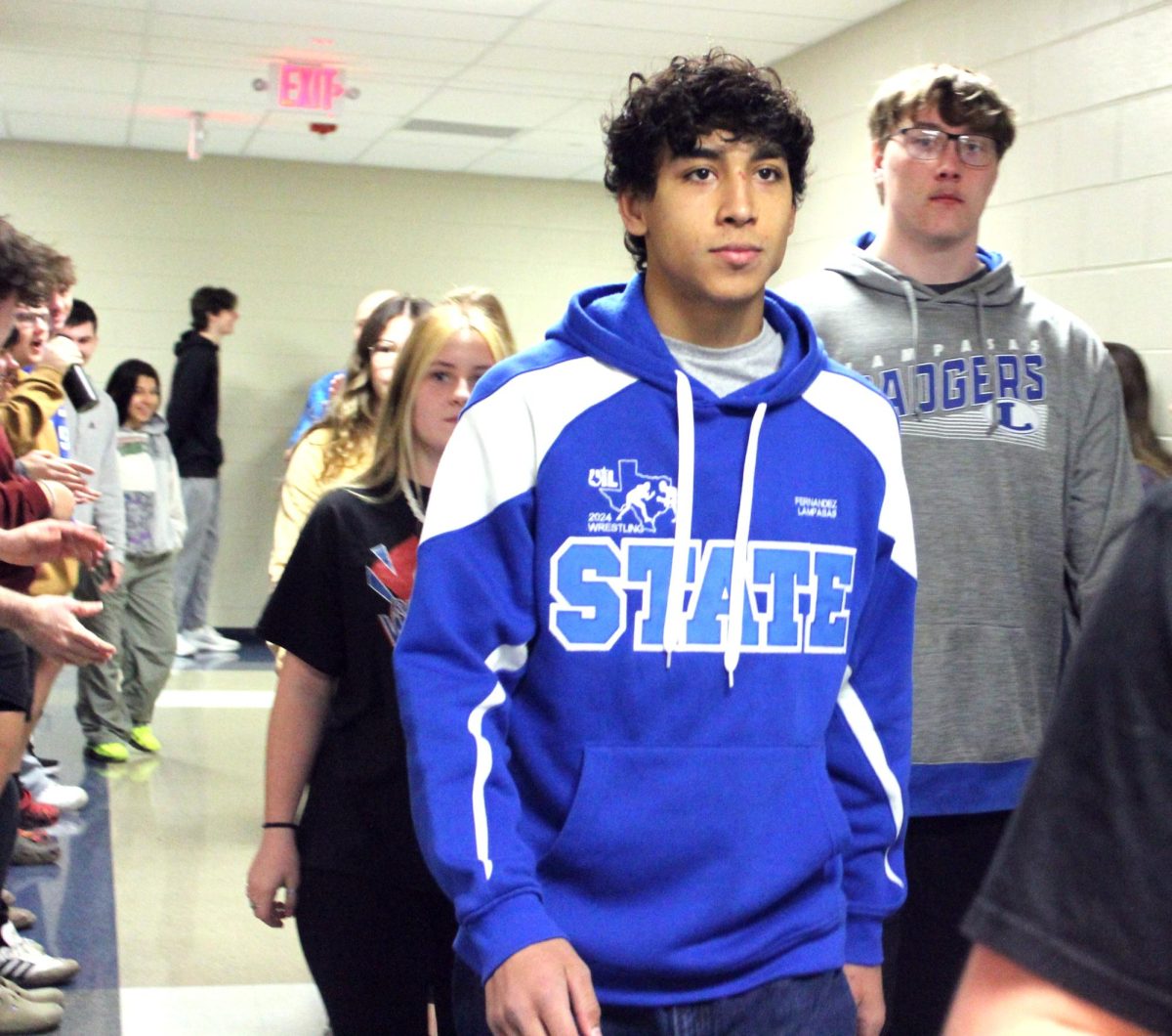 Kaiden Fernandez during a walk-around at the school Wednesday. 