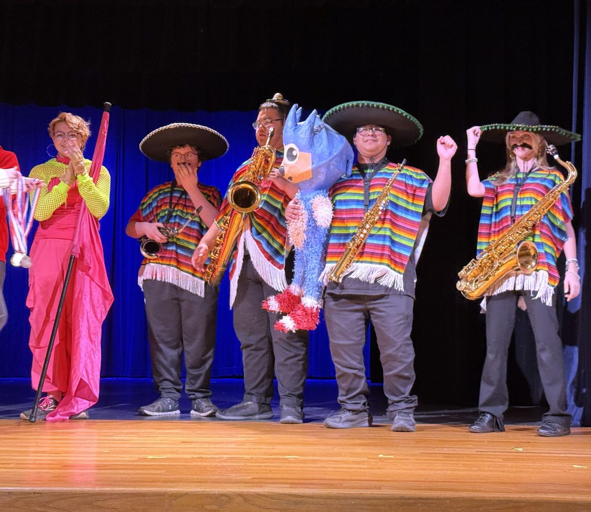 Junior Grant Gill and seniors Sasa Sokimi, Sebastian Rangel and Brooke Laney placed 1st at the talent show. 