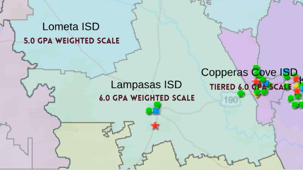 The GPA scales of 3 different school districts. Map courtesy of TEA. 