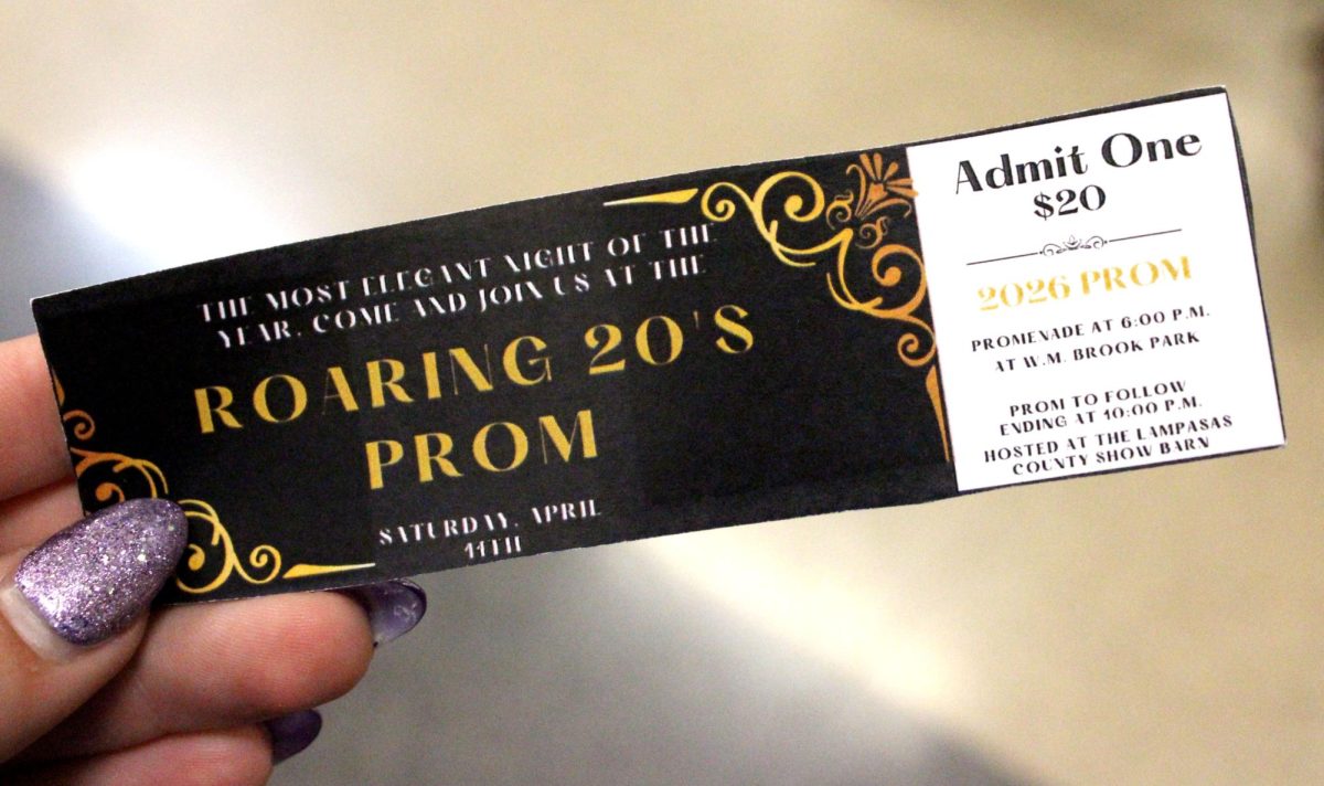A ticket for prom containing all the information about the dance. 